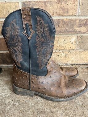 Brown Ostrich Leather Cowboy Boots